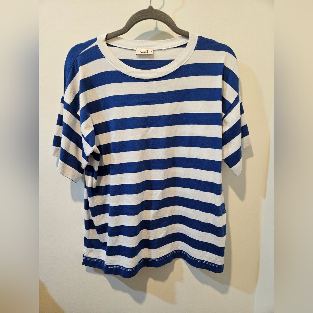 AYR Blue and White Striped Short Sleeve Tee